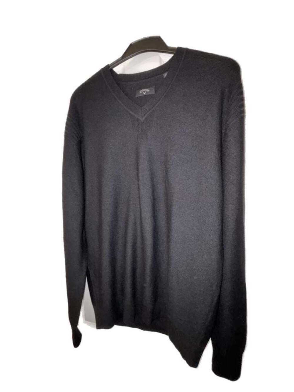 Callaway Men's Black V-Neck Merino Wool Blend Pullover Sweater